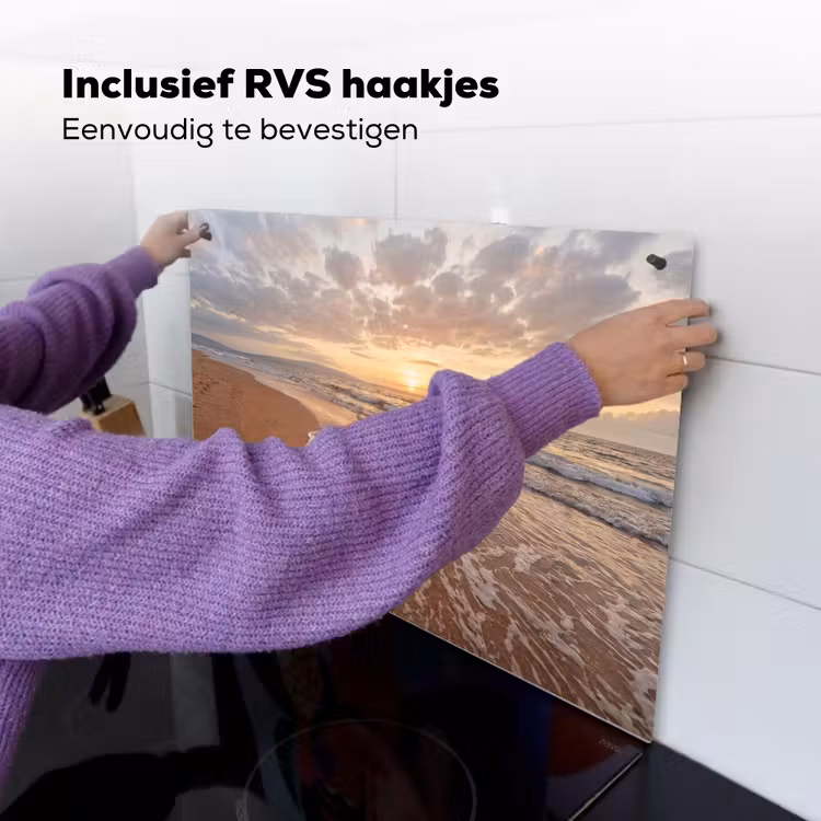 Zee - Kustlijn - Wolken - Landschap - Oranje Inductie beschemer met haakjes klein -ky-ophangen-nl
