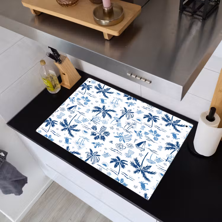 Zee - Strand - Blauw - Wit Inductie beschemer met haakjes klein 777 -sfeer1