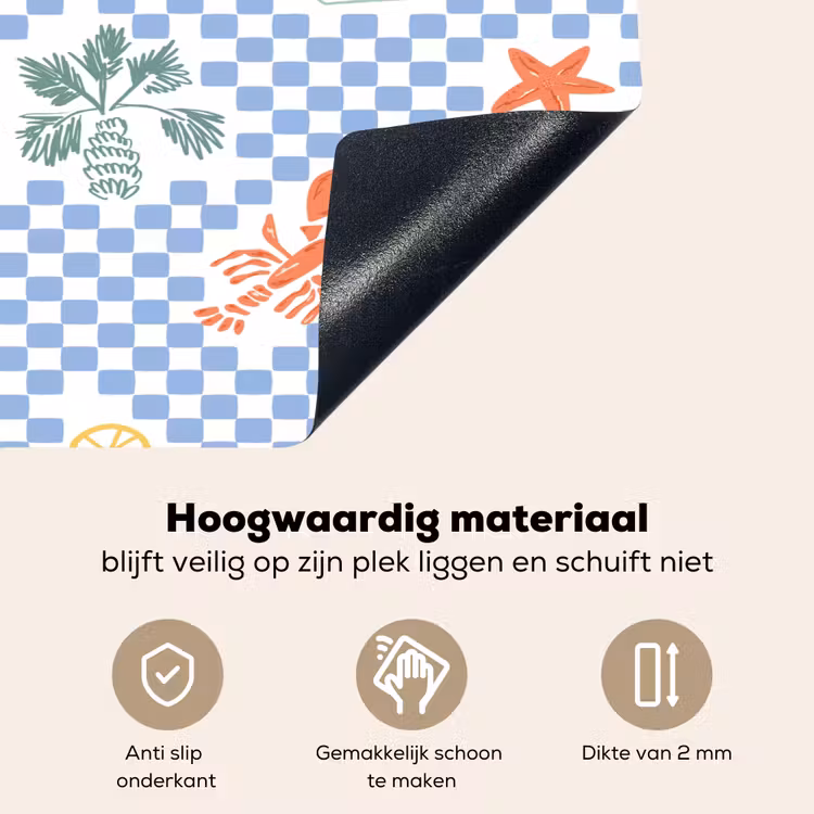 Zee - Sfeer - Zeilboot - Blauw Inductie beschemer met haakjes klein 777 -ky-onderkant-nl
