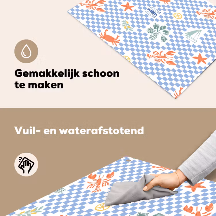 Zee - Sfeer - Zeilboot - Blauw Inductie beschemer met haakjes klein 777 -ky-schoon-nl