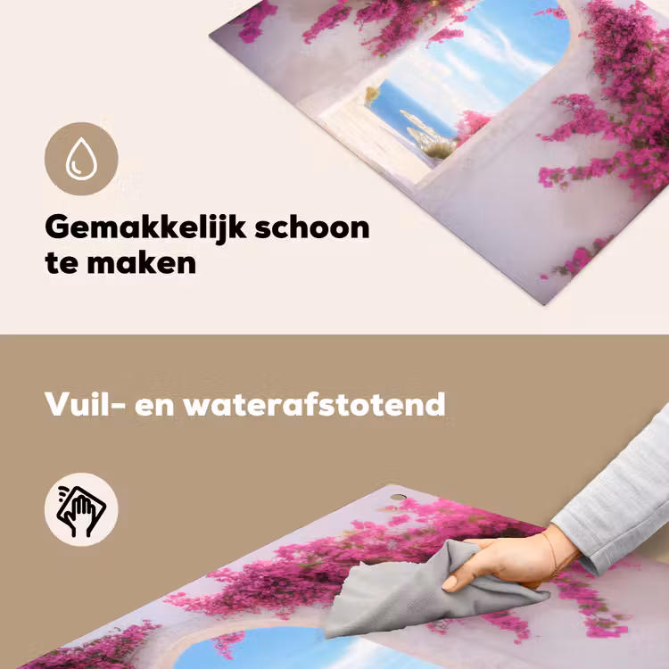 Zee - Roze - Bloemen - Poort Inductie beschemer met haakjes klein -ky-schoon-nl
