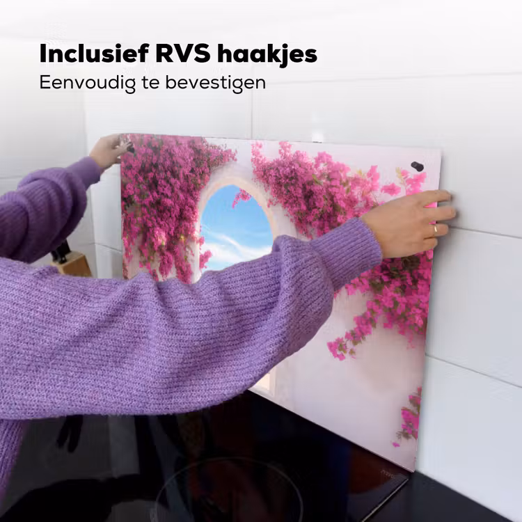 Zee - Roze - Bloemen - Poort Inductie beschemer met haakjes klein -ky-ophangen-nl