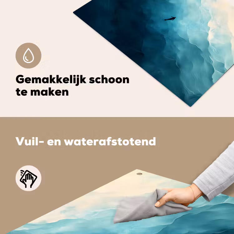 Zee - Silhouet - Abstract - Blauw Inductie beschemer met haakjes klein -ky-schoon-nl