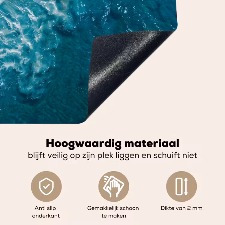 Zee - Strand - Golven - Natuur - Blauw Inductie beschemer met haakjes klein -ky-onderkant-nl