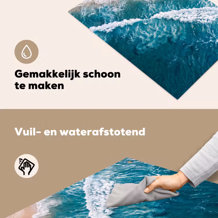 Zee - Strand - Golven - Natuur - Blauw Inductie beschemer met haakjes klein -ky-schoon-nl