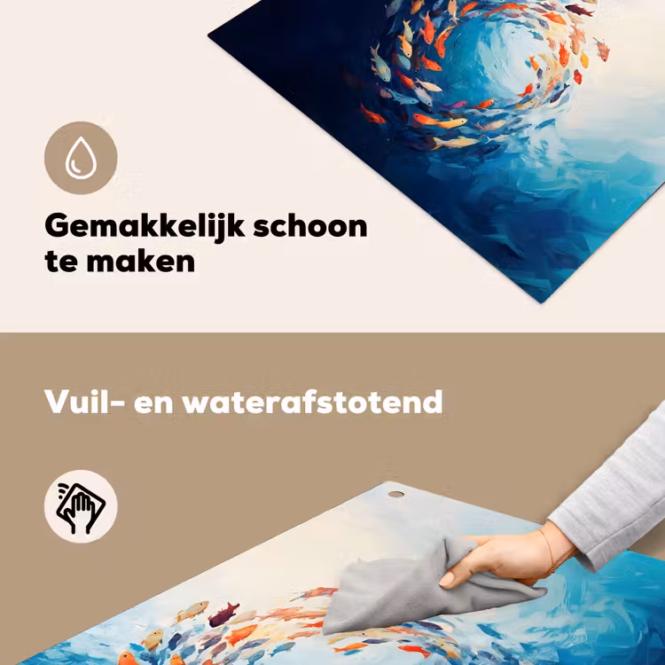Zee - Vissen - Kleurrijk - Dynamisch Inductie beschemer met haakjes klein -ky-schoon-nl