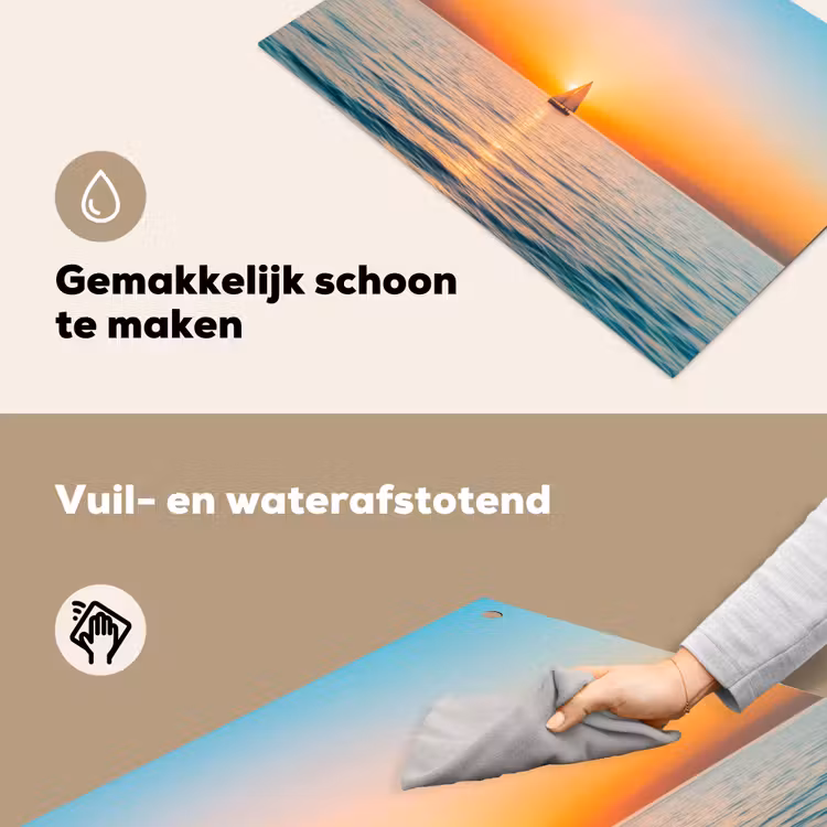 Zee - Zeilboot - Zonsondergang Inductie beschemer met haakjes klein -ky-schoon-nl