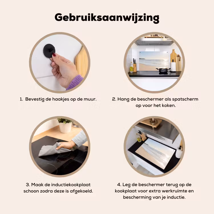 Zee - Zon - Zand Inductie beschemer met haakjes klein -ky-gebruik-nl