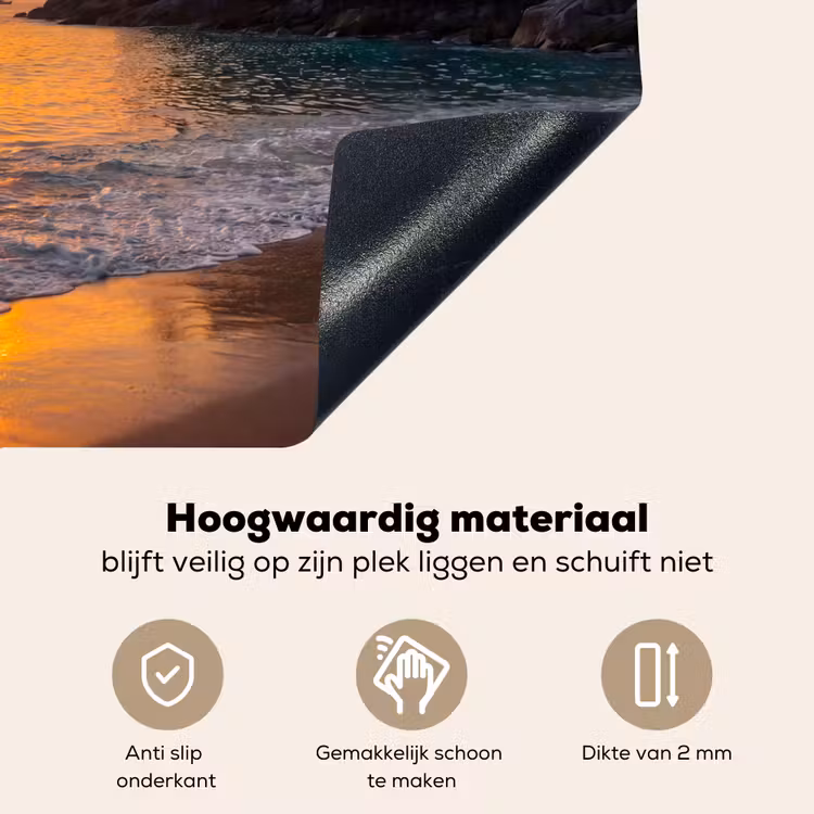 Zee - Zonsondergang - Boot - Natuur - Oranje Inductie beschemer met haakjes klein -ky-onderkant-nl