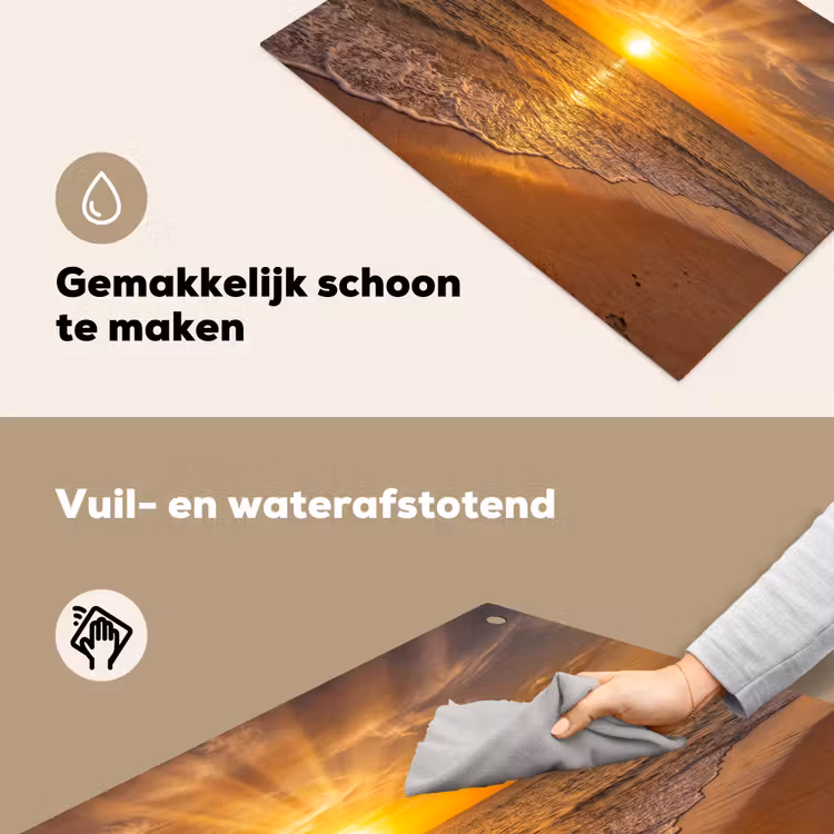 Zee - Zonsondergang - Golven - Kust - Oranje Inductie beschemer met haakjes klein -ky-schoon-nl
