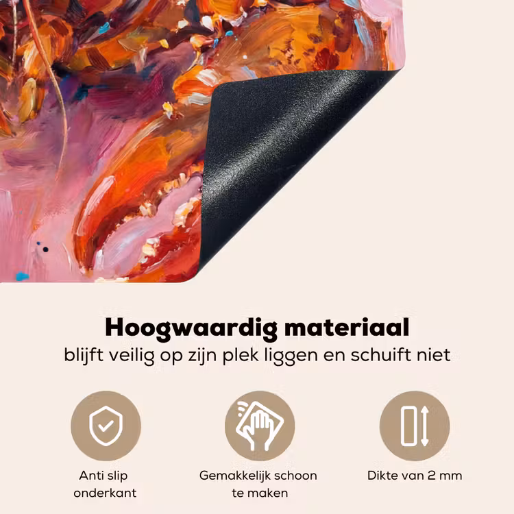 Zeeleven - Kreeft - Spatters - Abstract - Roze Inductie beschemer met haakjes klein -ky-onderkant-nl