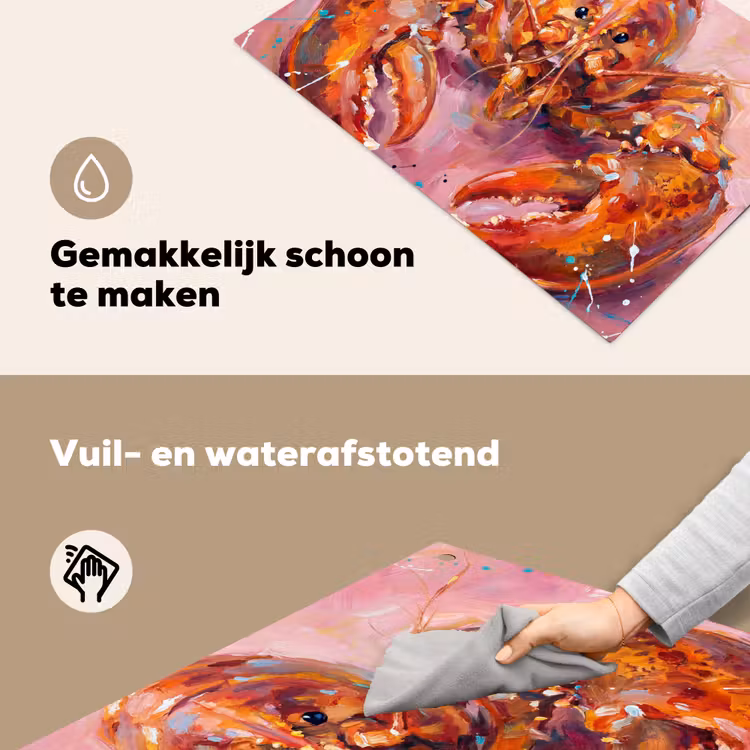 Zeeleven - Kreeft - Spatters - Abstract - Roze Inductie beschemer met haakjes klein -ky-schoon-nl