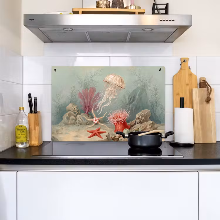Zeeleven - Kwal - Onderwater - Illustratie - Beige Inductie beschemer met haakjes klein -sfeer2