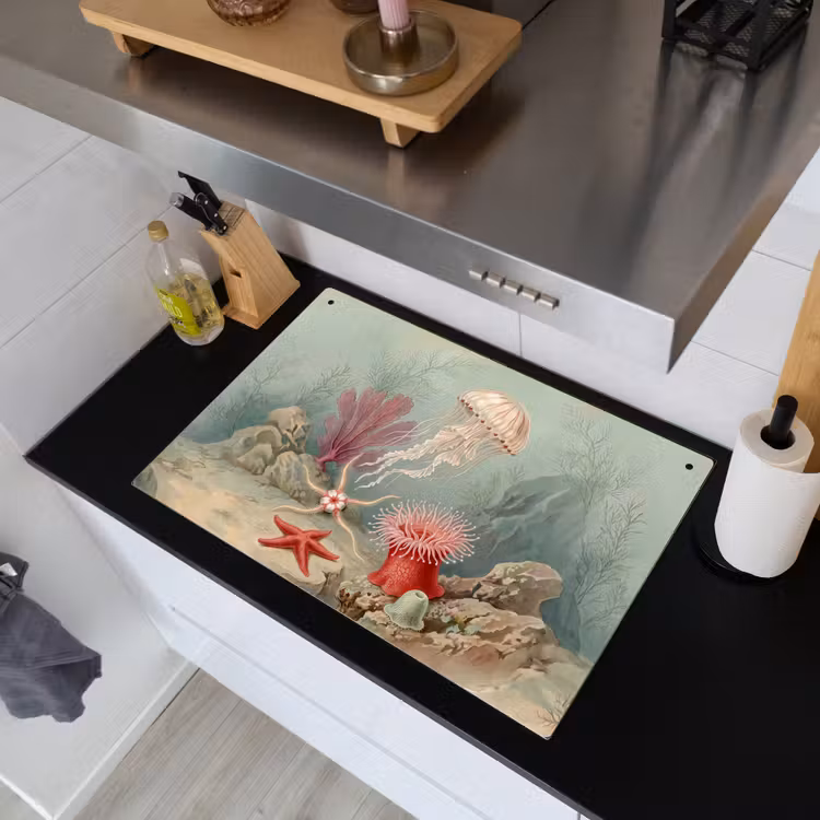Zeeleven - Kwal - Onderwater - Illustratie - Beige Inductie beschemer met haakjes klein -sfeer1