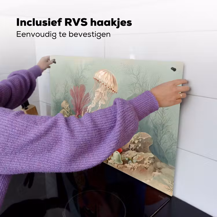 Zeeleven - Kwal - Onderwater - Illustratie - Beige Inductie beschemer met haakjes klein -ky-ophangen-nl