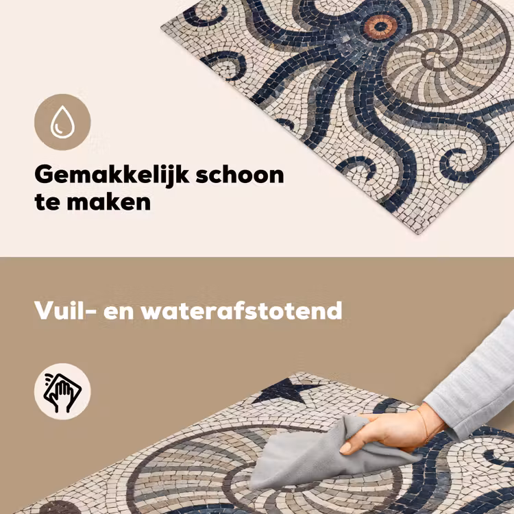 Zeeleven - Mozaïek - Kunst - Vintage - Beige Inductie beschemer met haakjes klein -ky-schoon-nl
