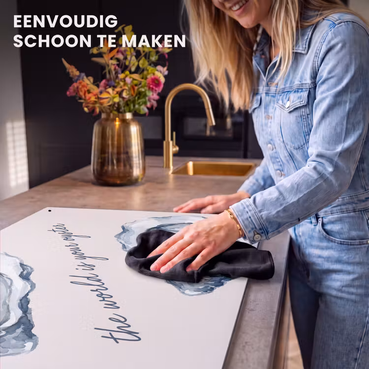 Zeeleven - Oester - Aquarel - Minimalistisch - Blauw Inductie beschemer met haakjes klein -ky-schoon-nl