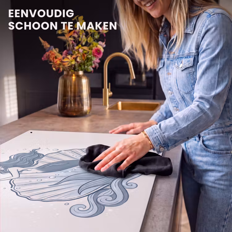 Zeemeermin - Schelp - Zee - Fantasie - Blauw Inductie beschemer met haakjes klein -ky-schoon-nl