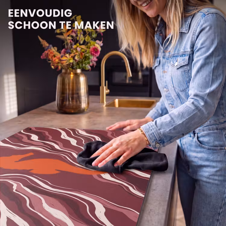 Zeepaardje - Golven - Zeeleven - Abstract - Oranje Inductie beschemer met haakjes klein -ky-schoon-nl