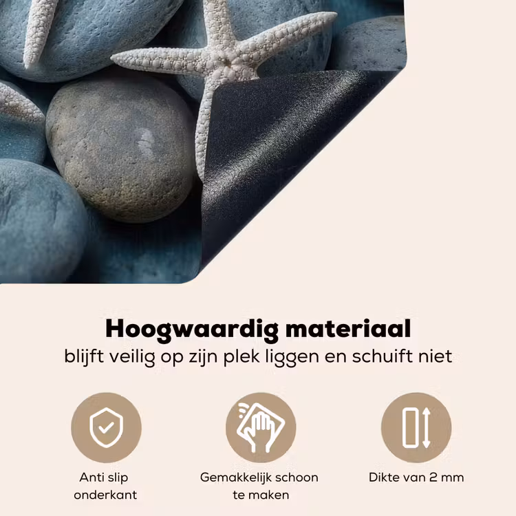 Zeesterren - Stenen - Wit Inductie beschemer met haakjes middel -ky-onderkant-nl