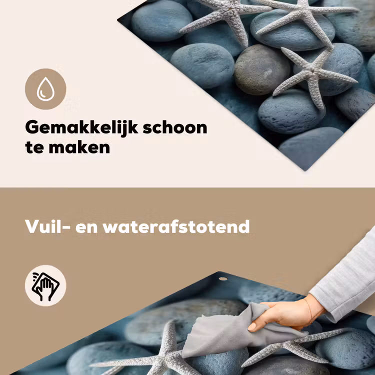 Zeesterren - Stenen - Wit Inductie beschemer met haakjes middel -ky-schoon-nl