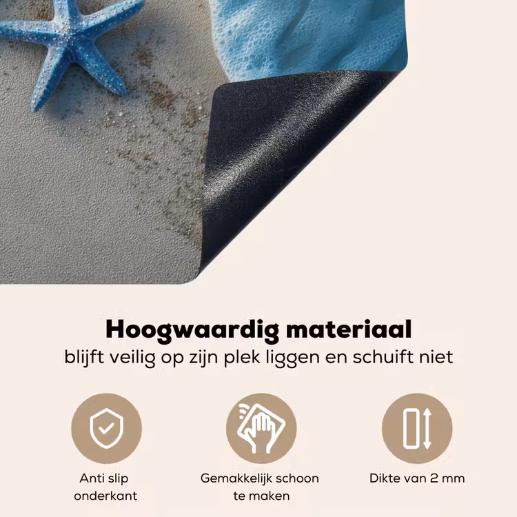 Zeesterren - Zand - Zee - Blauw Inductie beschemer met haakjes middel -ky-onderkant-nl