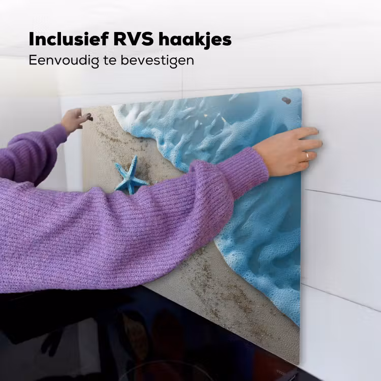 Zeesterren - Zand - Zee - Blauw Inductie beschemer met haakjes middel -ky-ophangen-nl
