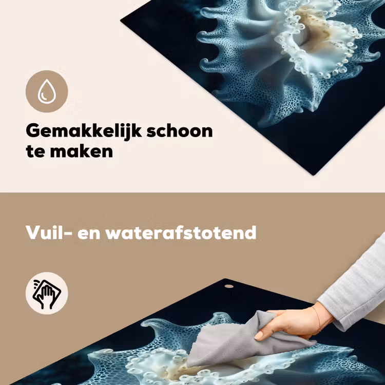 Zeewezen - Wit - Golven - Water Inductie beschemer met haakjes middel -ky-schoon-nl