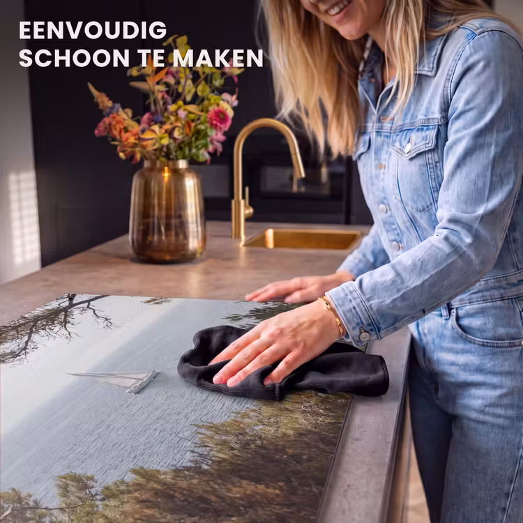 Inductiebeschermer & spatscherm (2in1) - Zeilboot - bomen - water - Zeilboot - bomen - water Inductie beschemer met haakjes klein