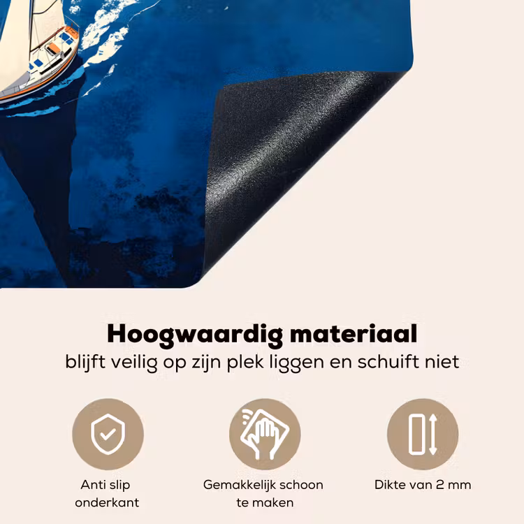 Zeilboot - Water - Abstract - Schaduw Inductie beschemer met haakjes klein -ky-onderkant-nl