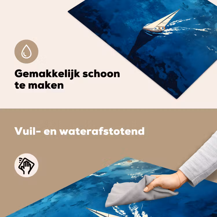Zeilboot - Water - Abstract - Schaduw Inductie beschemer met haakjes klein -ky-schoon-nl