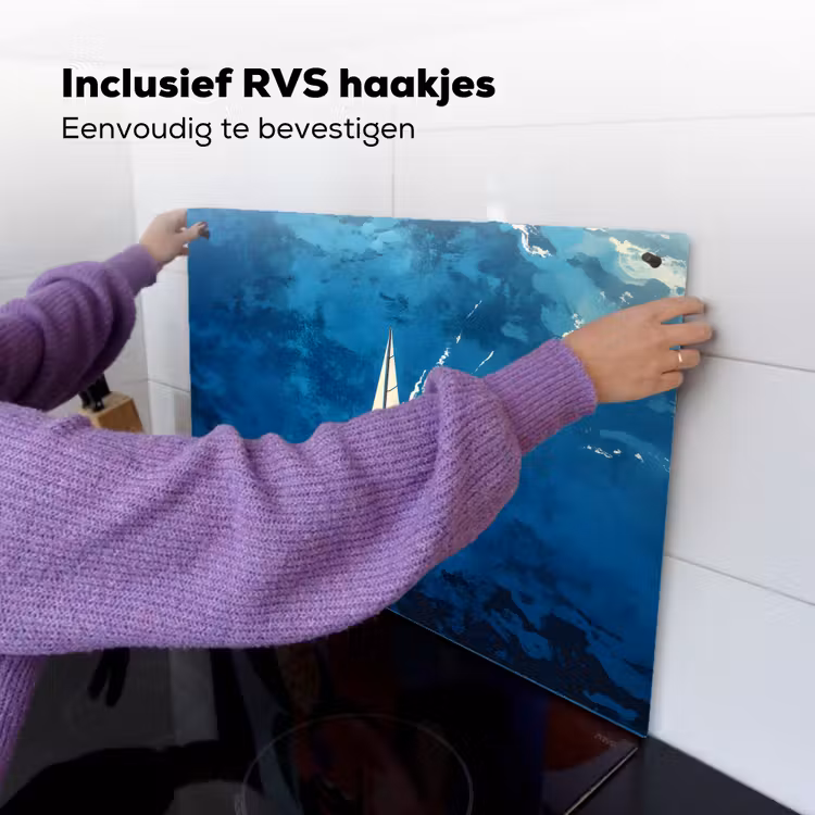 Zeilboot - Water - Abstract - Schaduw Inductie beschemer met haakjes klein -ky-ophangen-nl