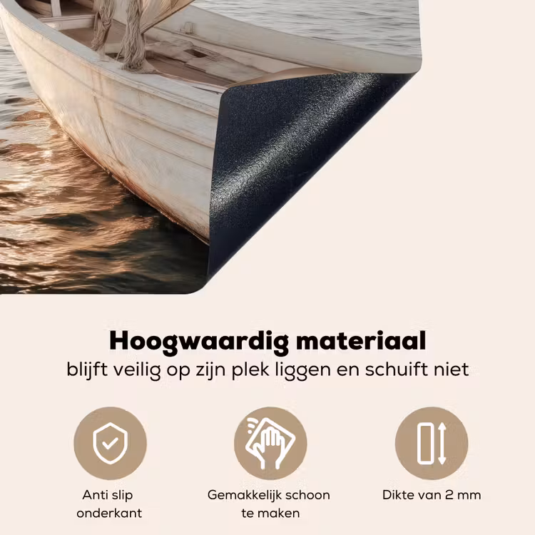 Zeilboot - Zee - Beige - Zon Inductie beschemer met haakjes middel -ky-onderkant-nl