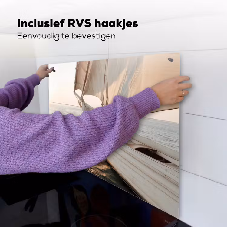 Zeilboot - Zee - Beige - Zon Inductie beschemer met haakjes middel -ky-ophangen-nl
