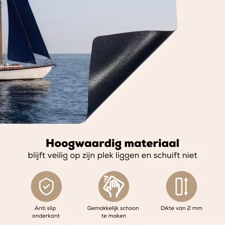 Zeilboot - Zee - Blauw Inductie beschemer met haakjes klein -ky-onderkant-nl