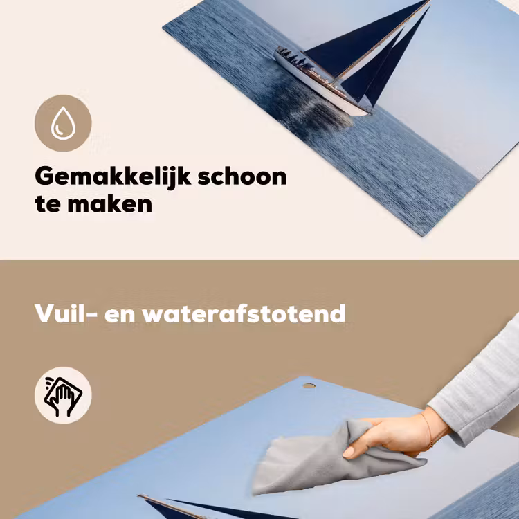 Zeilboot - Zee - Blauw Inductie beschemer met haakjes klein -ky-schoon-nl