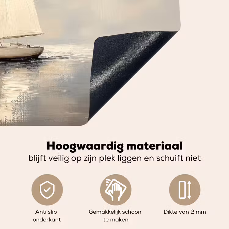 Zeilschip - Zee - Bewolkt Inductie beschemer met haakjes klein -ky-onderkant-nl