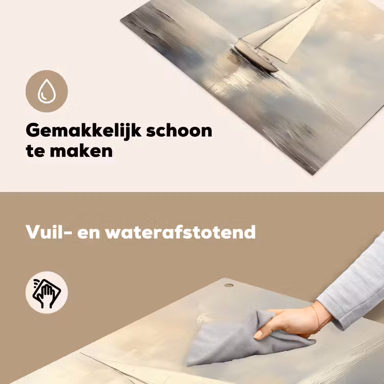 Zeilschip - Zee - Bewolkt Inductie beschemer met haakjes klein -ky-schoon-nl