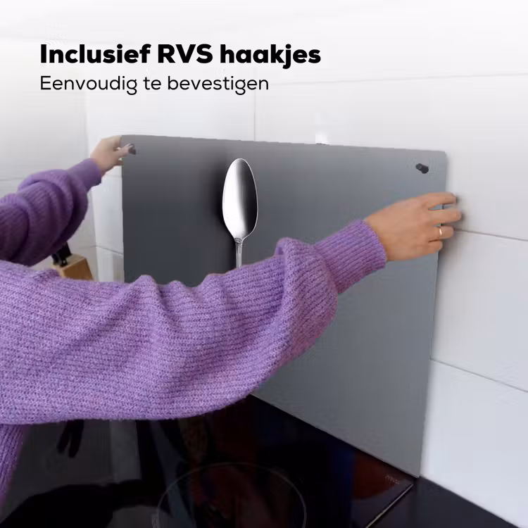 Zilver - Metaal - Lepel Inductie beschemer met haakjes klein -ky-ophangen-nl