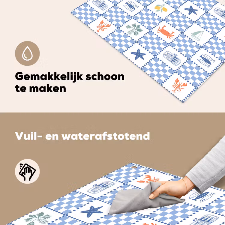 Zee - Sfeer- Mozaïek - Blauw Inductie beschemer met haakjes klein 777 -ky-schoon-nl