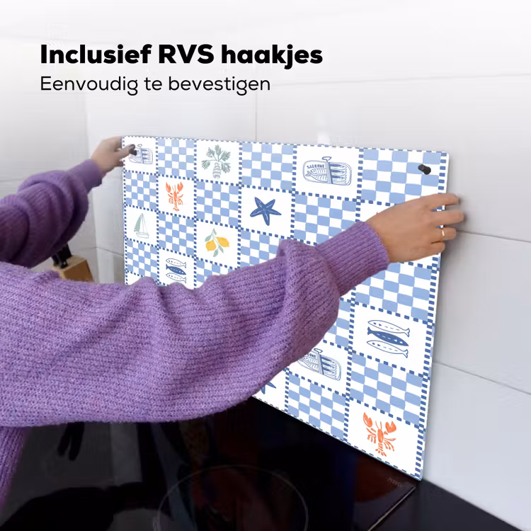 Zee - Sfeer- Mozaïek - Blauw Inductie beschemer met haakjes klein 777 -ky-ophangen-nl