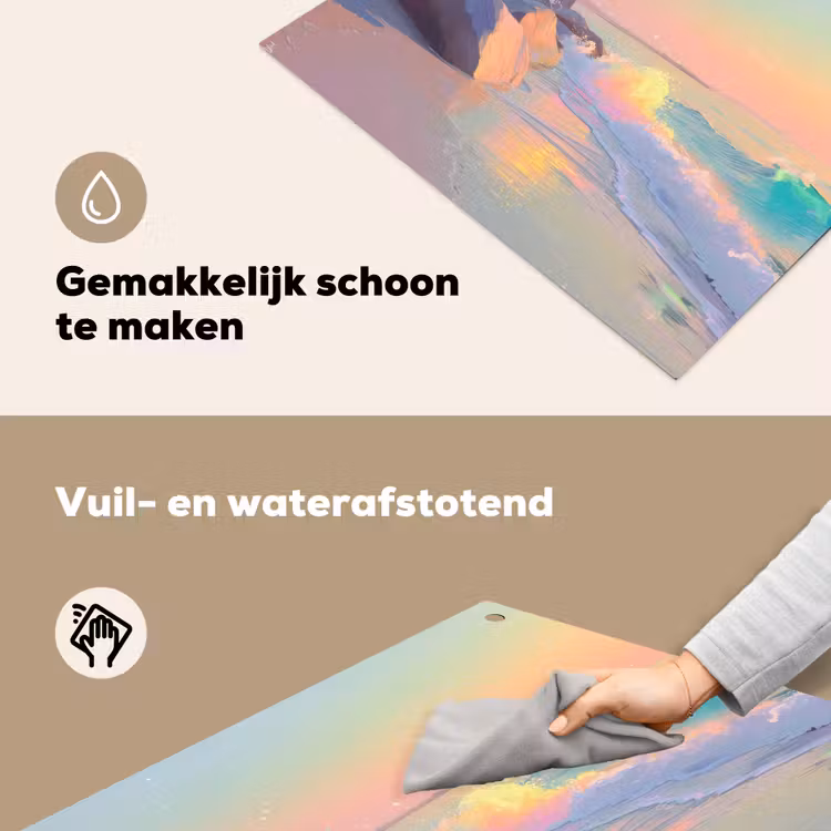 Zomerlicht - Strand - Fonkelende accenten Inductie beschemer met haakjes middel -ky-schoon-nl