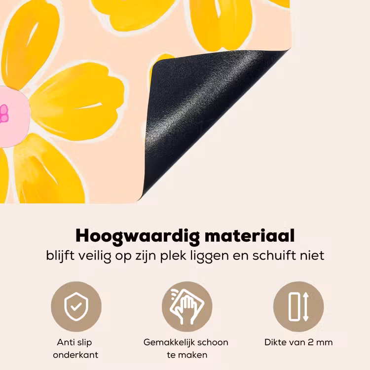 Zomers - Bloemen - Geel Inductie beschemer met haakjes klein 777 -ky-onderkant-nl