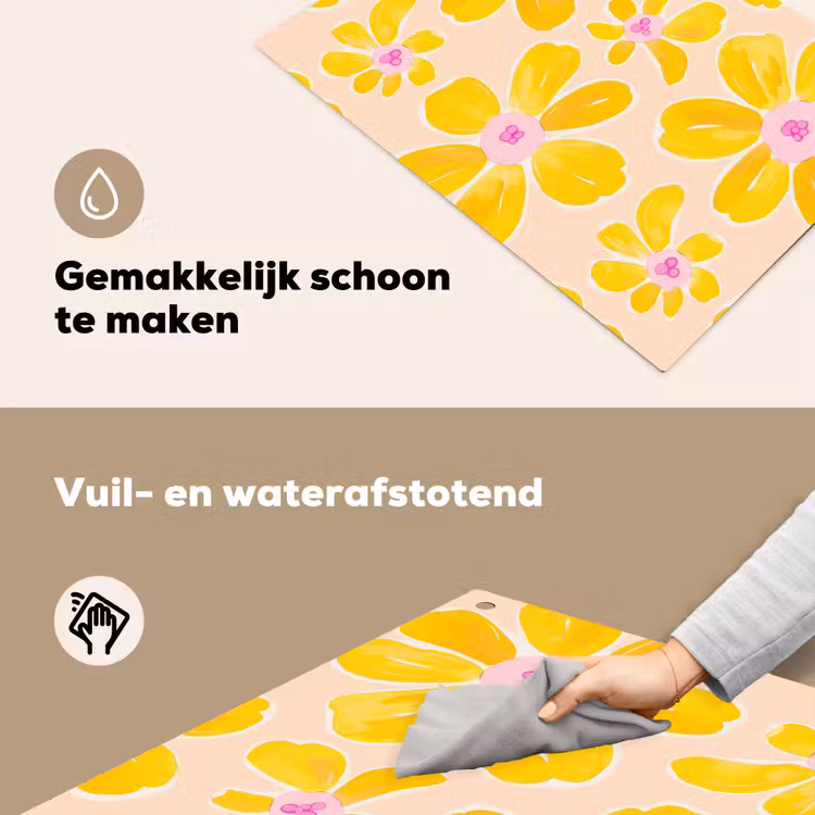 Zomers - Bloemen - Geel Inductie beschemer met haakjes klein 777 -ky-schoon-nl