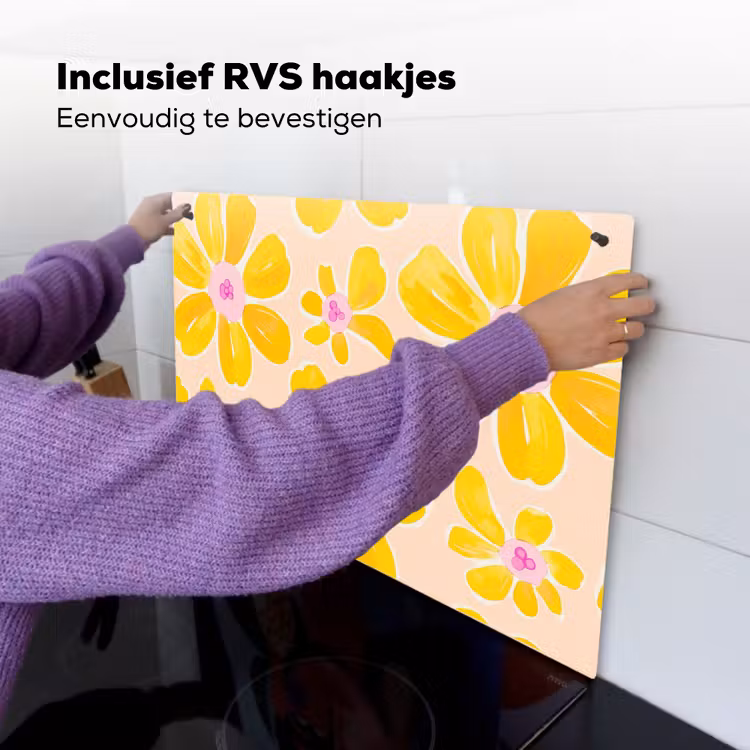 Zomers - Bloemen - Geel Inductie beschemer met haakjes klein 777 -ky-ophangen-nl