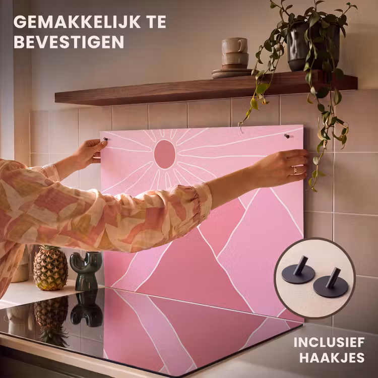 Zon - Bergen - Natuur - Abstract - Roze Inductie beschemer met haakjes klein -ky-ophangen-nl