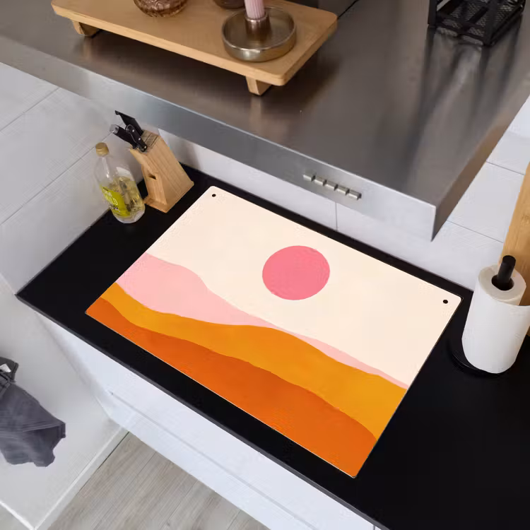 Zon - Heuvels - Abstract - Roze Inductie beschemer met haakjes klein -sfeer1