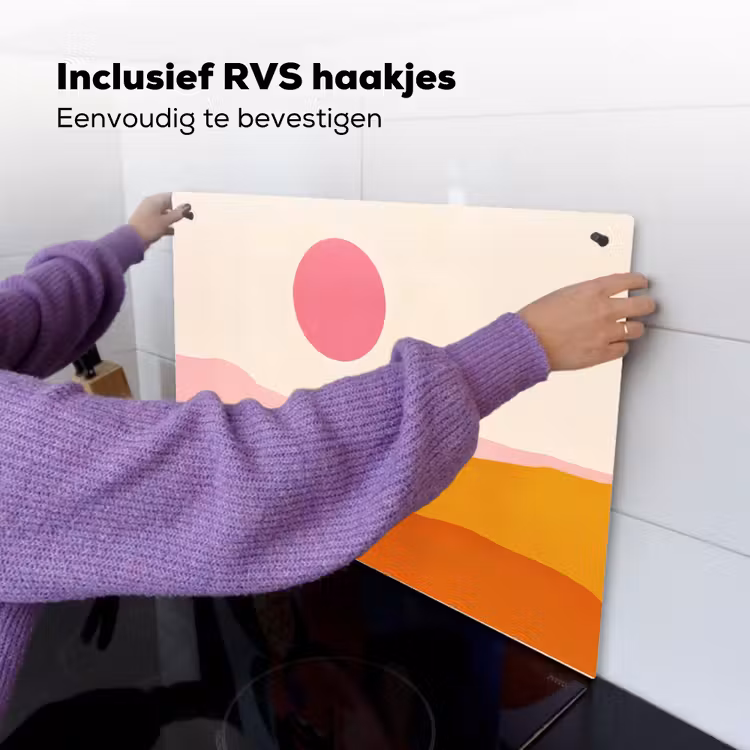Zon - Heuvels - Abstract - Roze Inductie beschemer met haakjes klein -ky-ophangen-nl