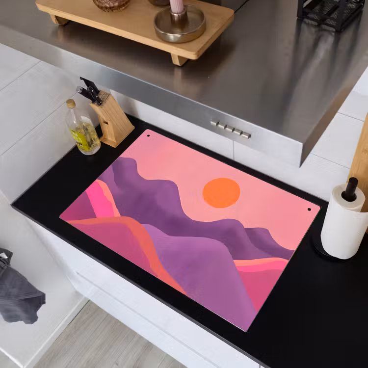 Zon - Heuvels - Paars - Abstract Inductie beschemer met haakjes klein -sfeer1