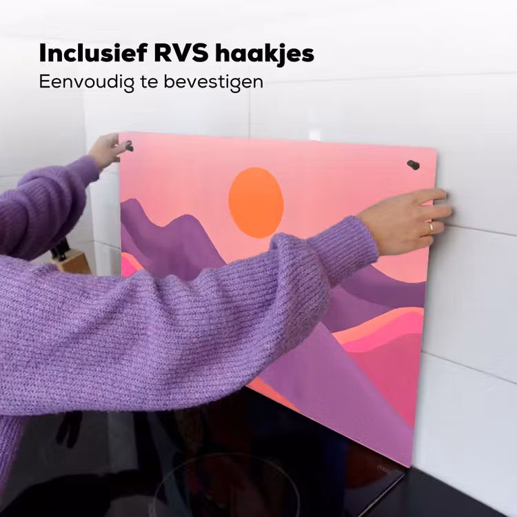 Zon - Heuvels - Paars - Abstract Inductie beschemer met haakjes klein -ky-ophangen-nl
